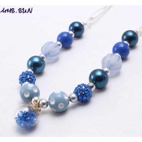 MHS.SUN Cute Baby Girls Beads Necklace Fashion Adjustable Rope Necklace For Kids Child Charming Ball Pendant Jewelry 1Pcs New