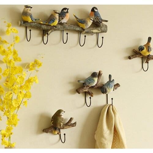 Resin Bird hanger key kitchen Coat Clothes Towel Hooks Wall Decorations Home Accessories Living Room Hanger Hat Handbag Holder