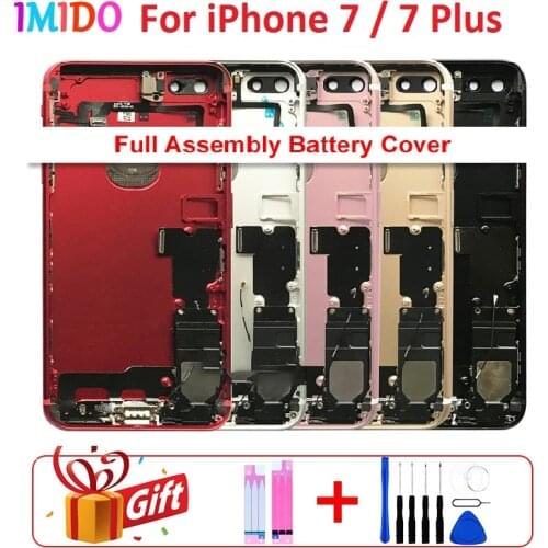 Full Assembly Battery Housing For iPhone 7 7 Plus Back Door Rear Cover with Vibrator Side Button Middle Frame Chassis Flex Cable