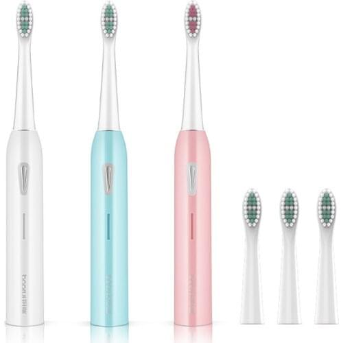 Sonic Electric Toothbrush Smart Tooth Brush Ultrasonic Automatic USB Rechargeable Waterproof Soft Brush with 4 Heads