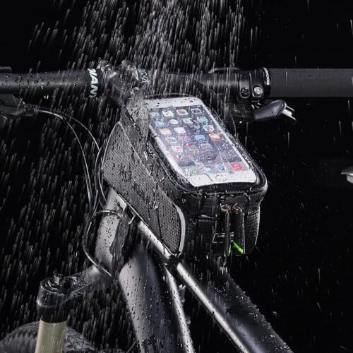 ROCKBROS Bicycle Bags Reflective Riding Upper Tube Waterproof TPU Mobile Phone Bag Mountain Bike Front Beam Bag Bike Accessories