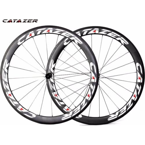 Catazer Ultra Light 700C Carbon Wheelset 50mm Depth Profile Tubular Road Bicycle Wheels Road Bike Wheels Basalt Braking Bitex