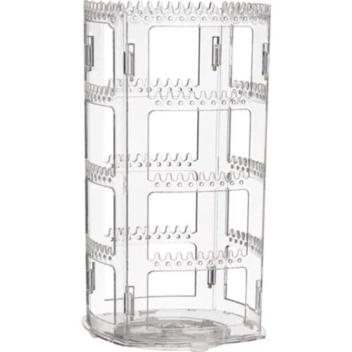360 Rotating Clear Earring Holder 4 Tiers Jewelry Organizer Classic Stand Rack Display with 168 Holes 168 Grooves T84A