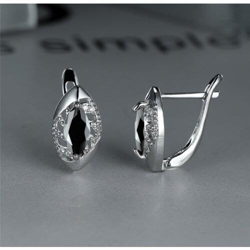 Rose Gold Silver Color Earrings Female Cute Multicolor Birthstone Earrings Simple Fashion Rainbow Zircon Hoop Earrings For Women