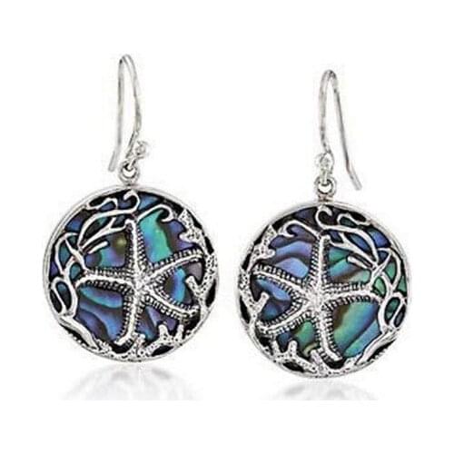 Ethnic Round Shell WomenS Earrings Bohemia Alloy Silver Color Earring Female Beach Style Jewelry Accessories Hot Sale
