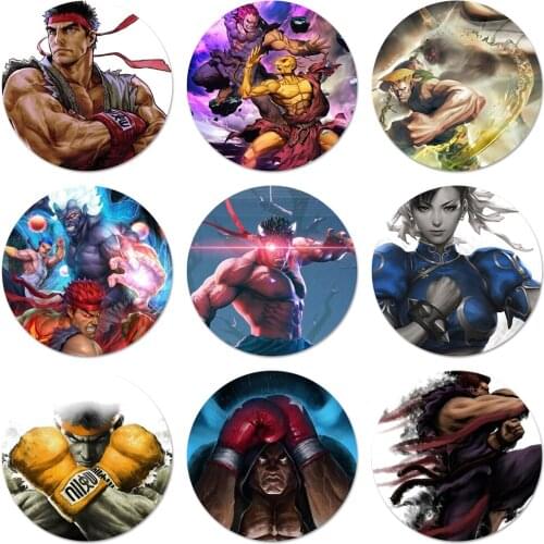 Game street fighters Icons Pins Badge Decoration Brooches Metal Badges For Backpack Decoration 58mm