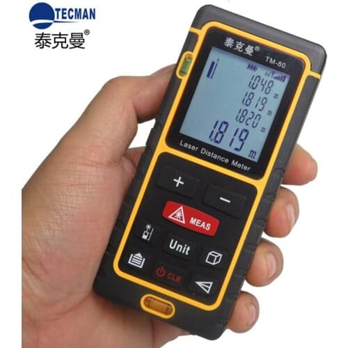 0.5m-80M Professional Handheld Laser Range Point Finder Distance Meter Tester Area Volume Pythagorean Measure TECMAN TM80