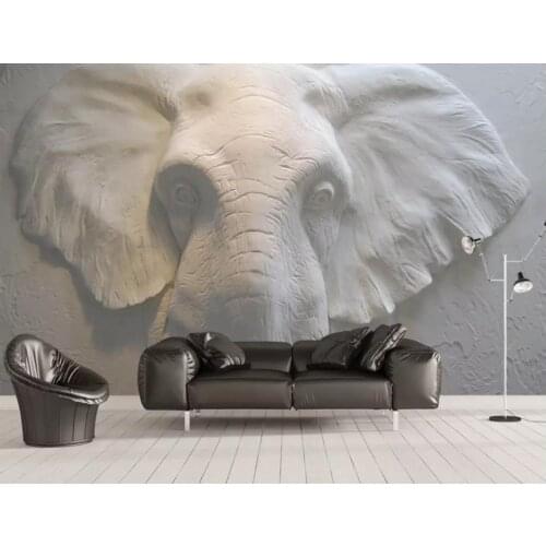 09 Custom Wallpaper 3D Relief Giganic Elephant Art Wall Mural Living Room Bedroom Wallpaper
