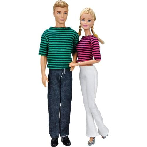 1/6 Doll Clothes Daily Wear Dolls Couple Wear Boyfriend Ken Clothes T-shit Pants Casual Wear For 30cm Doll Accessories