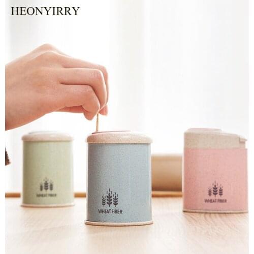 1PCS Automatic Toothpick Holder Container Wheat Straw Household Table Toothpick Storage Box Toothpick Dispenser 3 Colors