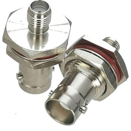 10Pcs BNC Female jack to SMA Female jack Bulkhead Nut RF Adapter Connector Coaxial High Quanlity 50ohm