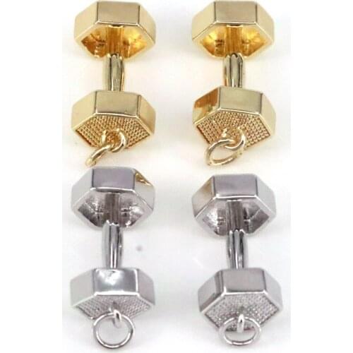 10Pcs Gold/ Silver Dumbbell Pendant/Charm, Dumbbell Copper Charm, Necklace Bracelet For Diy Jewelry Making