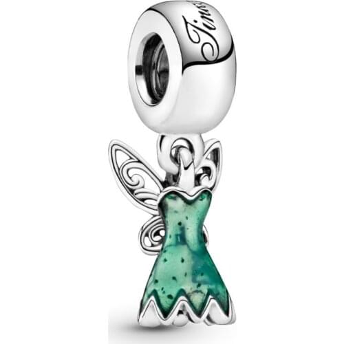 100% 925 sterling silver woman necklace pendant princess dress charm fairy beads fit 3MM bracelet making silver jewelry gift