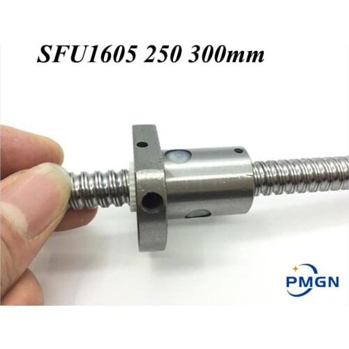 16mm 1605 Ball Screw Rolled C7 ballscrew SFU1605 250 300mm with one 1605 flange single ball nut for CNC parts no ends
