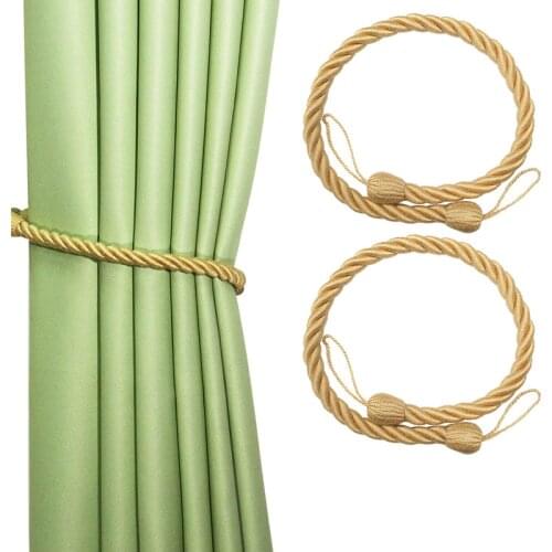 2PCS Handmade Curtain Buckles Tie Rayon Cotton Curtain Tieback Holder Clips Rope Home Decor Curtain Decorative Accessories