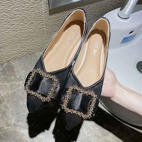 2021 Casual Woman Shoe Pointed Toe Shallow Mouth Female Footwear Knot All-Match Autumn Soft Flats Shoes