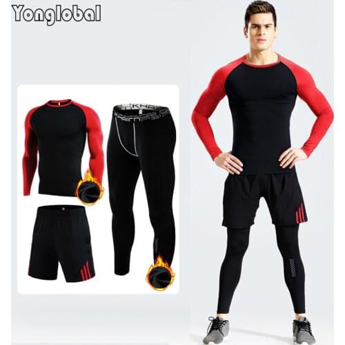 2021 Tracksuit Suit Sports Gym Jogging Set Compression Winter Mens Sportswear Clothing Training Apparel Warm Thermal Underwear