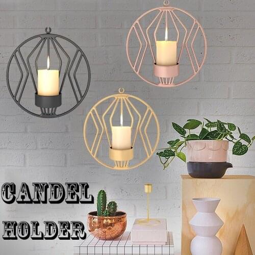 3D Round Wall Mounted Candle Holders Metal Geometric Candlestick Tea Light Wall Hanging Home Decor Crafts Wedding Decoration