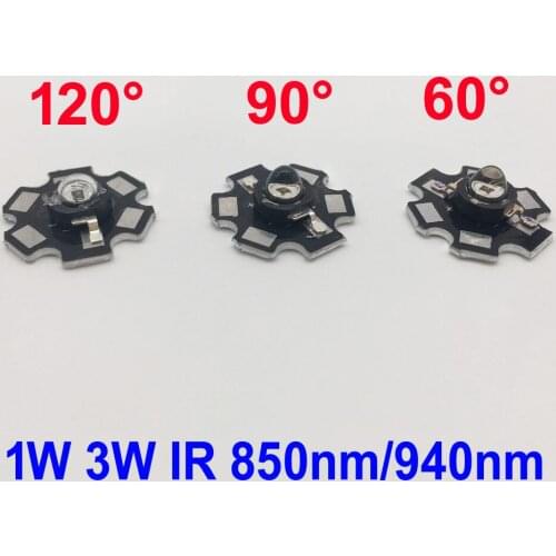 5-50pcs 3W Infrared IR High Power LEDs Emitter CCTV Camera IR Diode for Security Black LEDs 850nm 940nm 60 90 120degree 3W 700mA