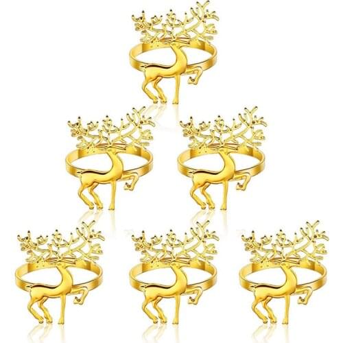 6 Pcs Deer Napkin Rings,Napkin Ring for Christmas,Holiday Parties, Dinner Parties,Dining Table Decoration Supplies
