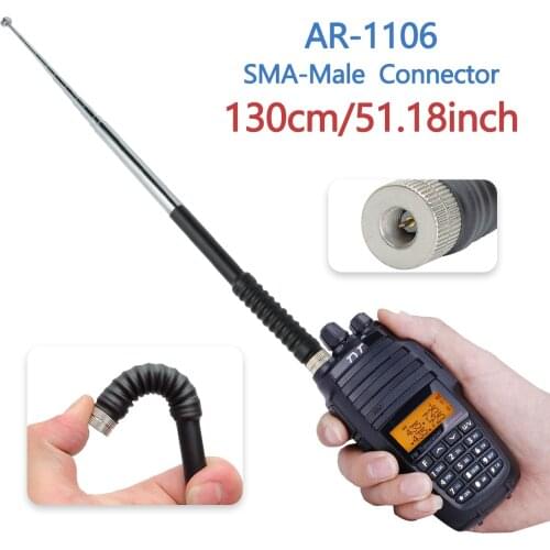 Abbree 23cm/130cm Telescopic SMA-Male VHF 136-174MHz Antenna for Yaesu VX-6R TYT TH-UV8000D MD-380 Wouxun 8D 9D Walkie Talkie