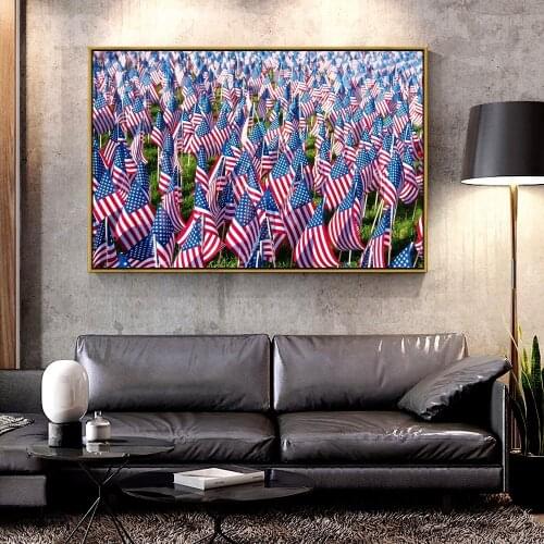 Artcozy Oil Canvas Painting usa flags For Home Decoration Wall Art
