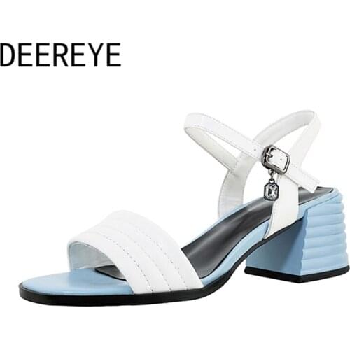 PU Patent Leather Chunky Block Square High Heel Sandal Ankle Strap With Crystal Rhinestones Female For Summer Dress Shoes Women