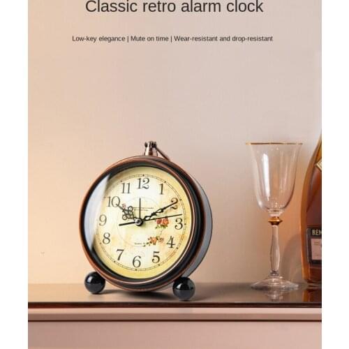 Retro creative alarm clock small household bedside display European desk clock and watch display clock base clock