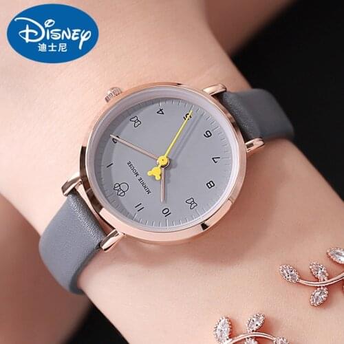 Disney Original New ladies wristwatches Mickey mouse genuine leather quartz womens watches waterproof fashion femal Girl clocks