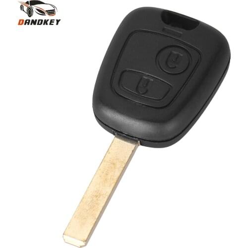 Dandkey 2 BUTTON REMOTE FOB KEY CASE COVER UNCUT BLADE FOR PEUGEOT 307 107 207 206 306 with groove Key Shell