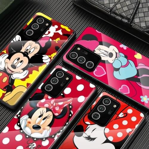 Tempered Glass Cover Red Mickey Mouse For Samsung Galaxy S21 S20 FE Ultra S8 S9 S10 S10e Lite Plus 5G Phone Case