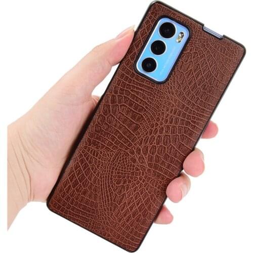 Crocodile Grain Case for LG Wing LGWing 5G 2020 Cover Fitted Slim Leather Skin Hard Cover for LG Wing 5G Funda Cover Protector
