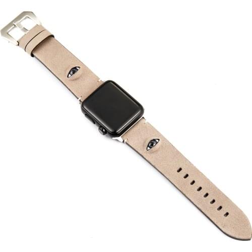 Black Funny Vintage Leather Watchband High Quality 22mm 24mm For Mens Women Suitable For Apple Watch With 38mm 42mm Eyes Shape