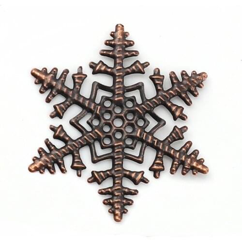 DoreenBeads Iron Based Alloy Filigree Stamping Embellishments Christmas Snowflake Antique Copper DIY Findings 45mm x 45mm, 30PCs