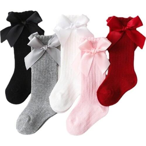 Childrens stockings brim heavy industry Socks children lace bowknot baby socks Knee High Princess Sock