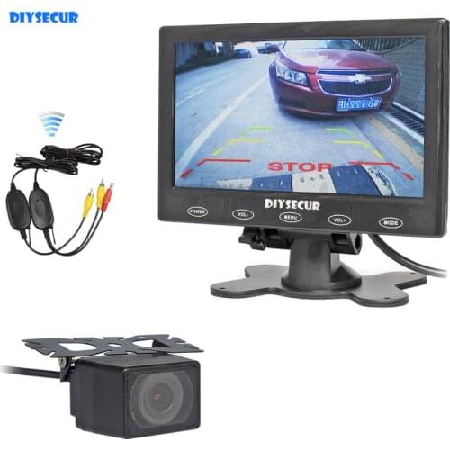 DIYSECUR Wireless 800 x 480 7" Touch Button Ultra-thin Car Monitor + Waterproof IR Rear View Car Camera Parking Assistance