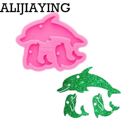 DY0666 Super Glossy Dolphin family Silicone Mold Keychain Epoxy Craft Molds DIY for Resin Crafting Mould Not Sticky
