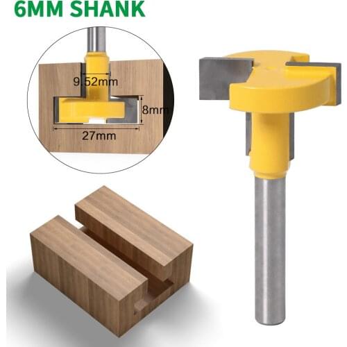 1PC 6MM Shank Milling Cutter Wood Carving T-Slot & T-Track Slotting Router Bit Woodworking Tenon Milling Cutter Chisel Cutter