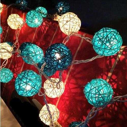 2M 20 LED Rattan Ball Lights LED Battery String Lights Christmas/Wedding/Party/Patio Decoration Lights Fairy lights