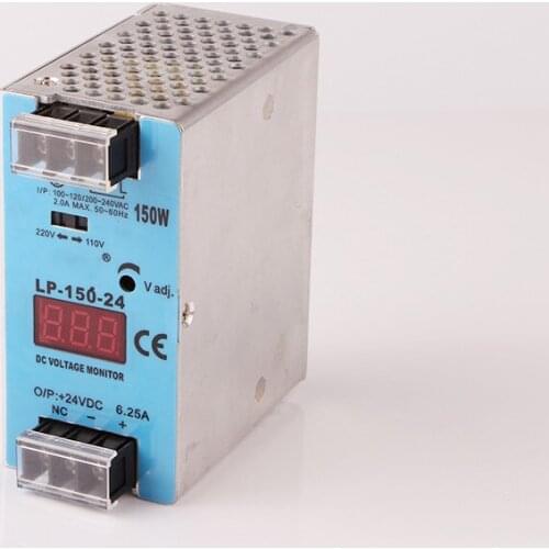 150w 24v 6.25a Mini size ac-dc Switching power supply Din Rail power supply LP-150-24 with Digital display for LED Strip light
