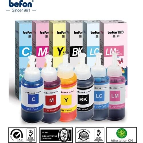 Befon 6 color Refill Dye Ink Kit Compatible for Epson L800 L801 L810 Printer T6731 T6732/3/4/5/6 T6741 T6742/3/4/5 Cartridge Ink