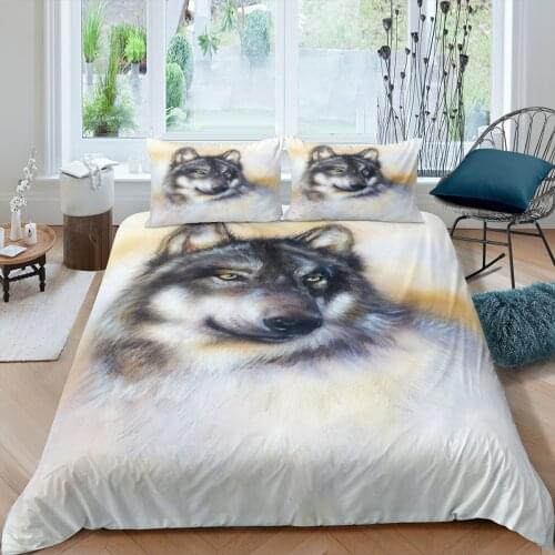 Cool Wolf Bedding Set Animal Fashoin 3D Print Comforter Luxury Twin Queen King Single Size Duvet Cover Set Home Textile Decor