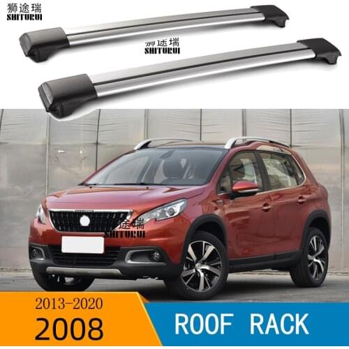 2Pcs Roof Bars for PEUGEOT 2008 SUV 2013-2019 2014 2018 Aluminum Alloy Side Bars Cross Rails Roof Rack Luggage CUV SUV LED
