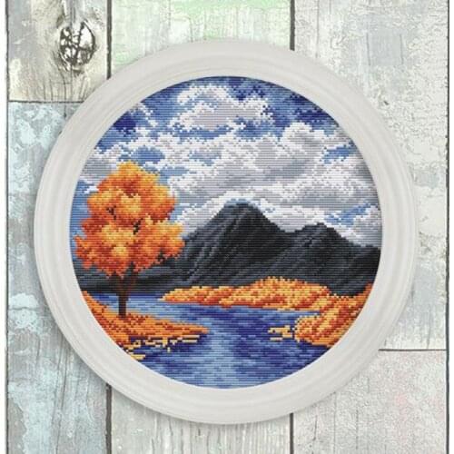 -Circular Chart-Four Seasons Autumn Cross Stitch Kit Package Greeting Needlework Counted Kits Embroidery cross stitch set