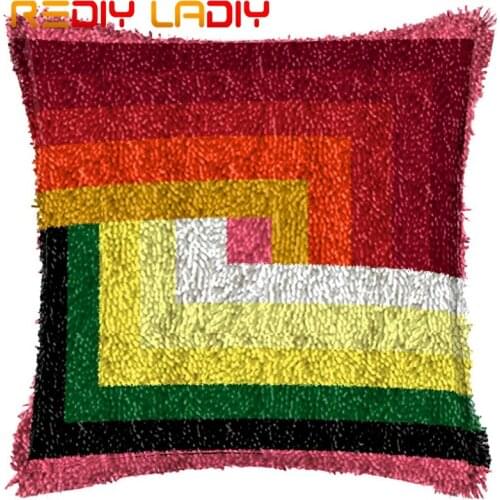 Latch Hook Cushion Stitching Color Pre-Printed Canvas Cushion Cover Acrylic Yarn Crochet Pillow Case Hobby & Crafts Home Decor