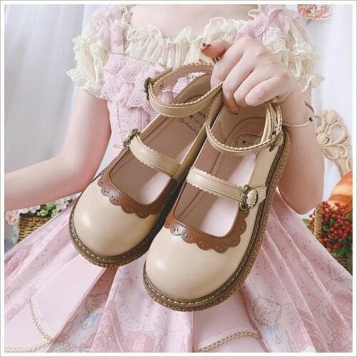 Lolita doll shoes Japanese student thick bottom round head shoes shallow mouth kawaii shoes cosplay loli daily single shoes