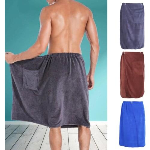 Fashionable Mens Wearable Bath Towel Velcro Microfiber Belt Pocket Soft Home Outdoor Swimming Beach Towel