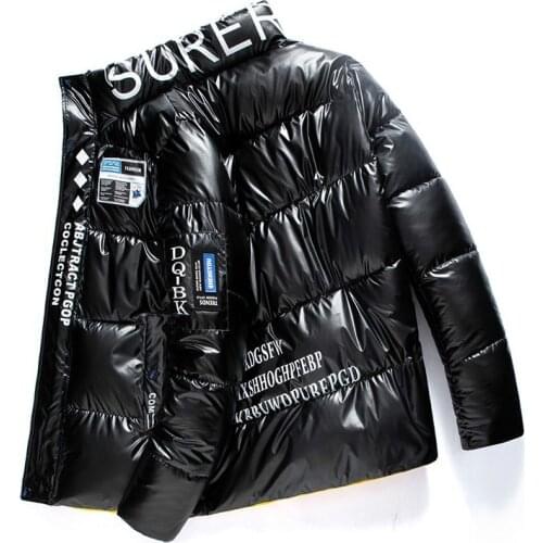 New Bright Leather Winter Men Jacket Casual Men short Parka Outwear Thicken Warm Male Zipper Jackets Windproof Outwear Plus size