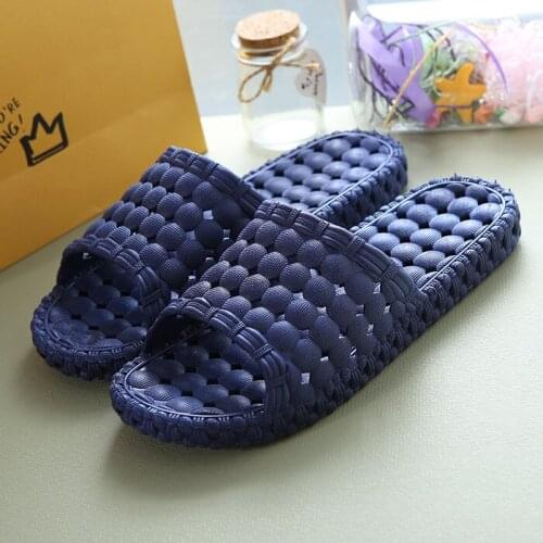 Mens New Bathroom Slippers Summer Indoor Non-slip Couple Thick and Soft Bottom Plastic Sandals and Slippers
