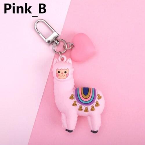 2021 New Rainbow Glass Ball Pendant Boutique Key Chains Keyring Keychain Creative Alpaca Animal Keychain Key Ring Buckle Pendant